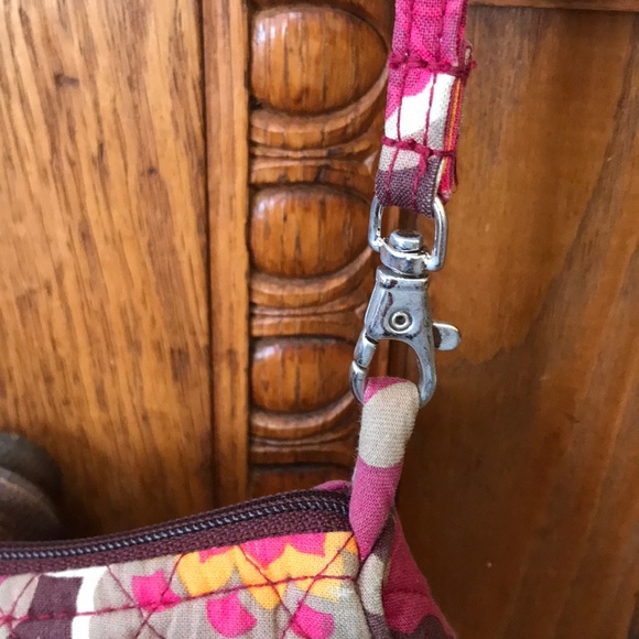 Vera Bradley Pink Brown Floral Print Small Bag - Picture 2 of 7